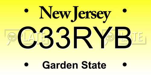 C33RYB New Jersey License Plate