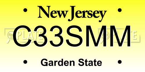 C33SMM New Jersey License Plate