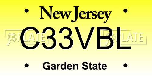 C33VBL New Jersey License Plate