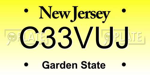 C33VUJ New Jersey License Plate