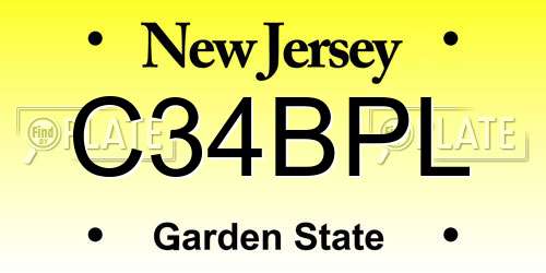 C34BPL New Jersey License Plate