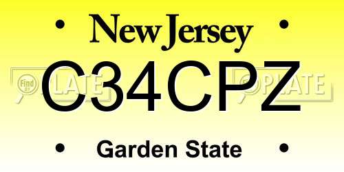 C34CPZ New Jersey License Plate