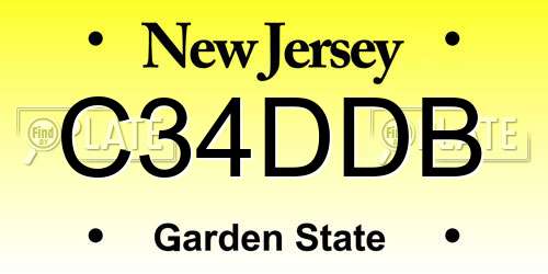 C34DDB New Jersey License Plate