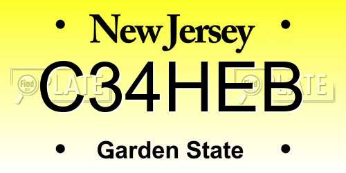 C34HEB New Jersey License Plate