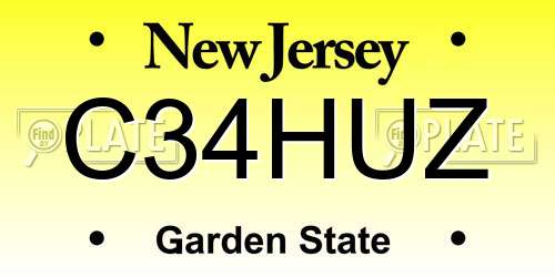 C34HUZ New Jersey License Plate