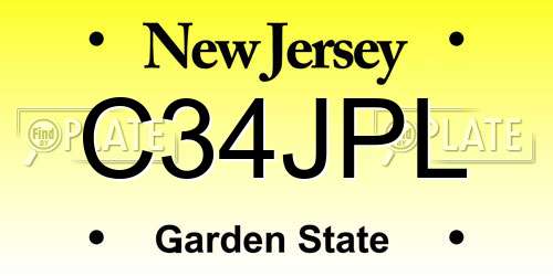 C34JPL New Jersey License Plate
