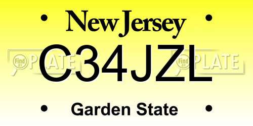 C34JZL New Jersey License Plate