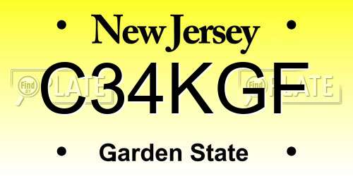 C34KGF New Jersey License Plate