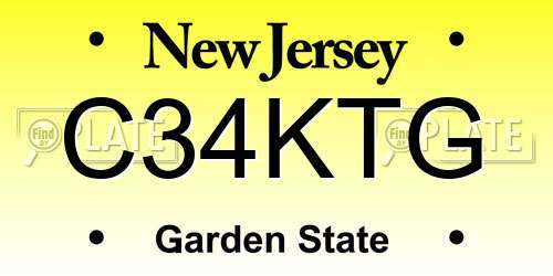 C34KTG New Jersey License Plate
