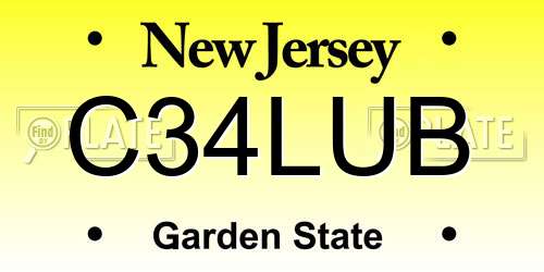 C34LUB New Jersey License Plate
