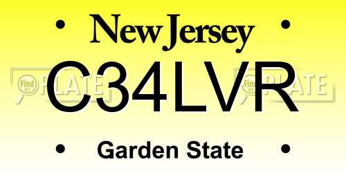 C34LVR New Jersey License Plate
