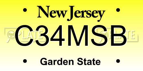 C34MSB New Jersey License Plate
