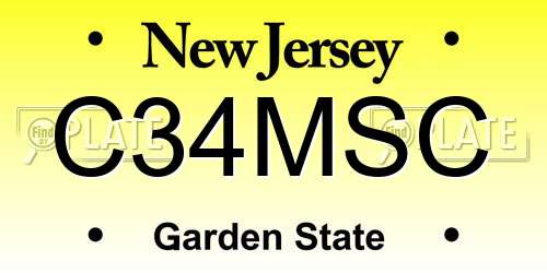 C34MSC New Jersey License Plate