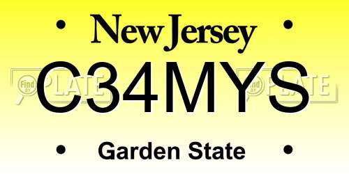 C34MYS New Jersey License Plate