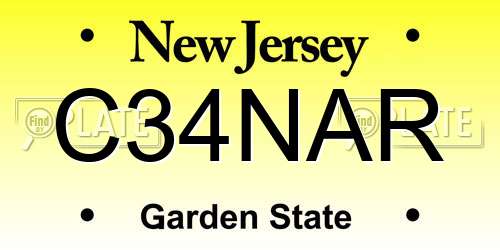 C34NAR New Jersey License Plate