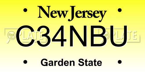 C34NBU New Jersey License Plate