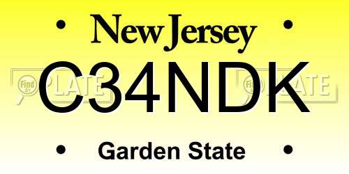 C34NDK New Jersey License Plate