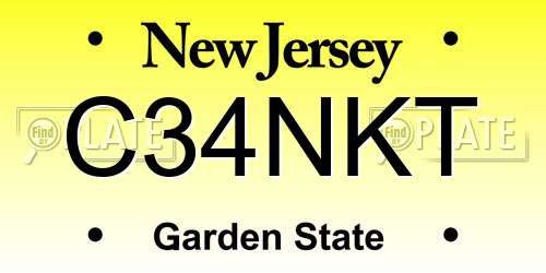 C34NKT New Jersey License Plate