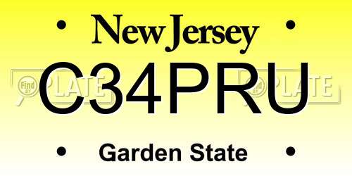 C34PRU New Jersey License Plate