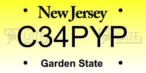 C34PYP New Jersey License Plate
