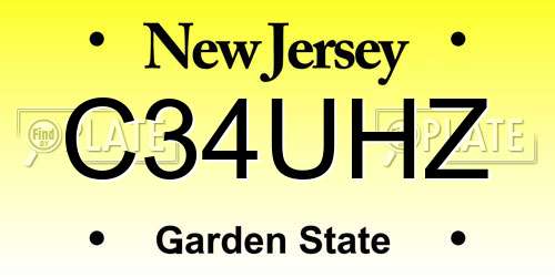 C34UHZ New Jersey License Plate