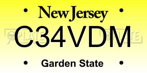 C34VDM New Jersey License Plate