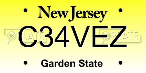 C34VEZ New Jersey License Plate