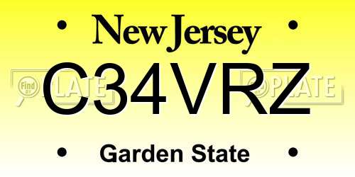 C34VRZ New Jersey License Plate
