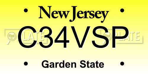 C34VSP New Jersey License Plate