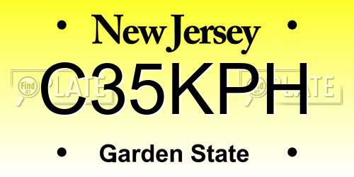 C35KPH New Jersey License Plate