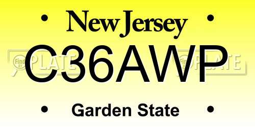 C36AWP New Jersey License Plate