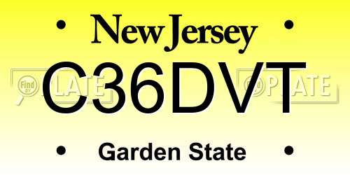 C36DVT New Jersey License Plate