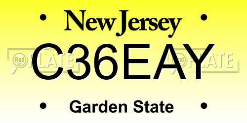 C36EAY New Jersey License Plate