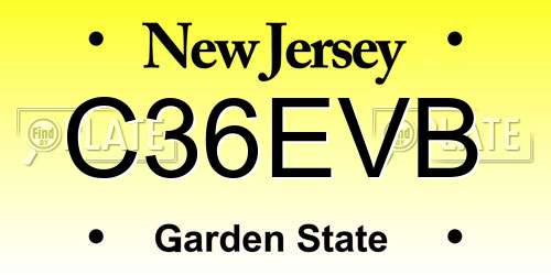 C36EVB New Jersey License Plate