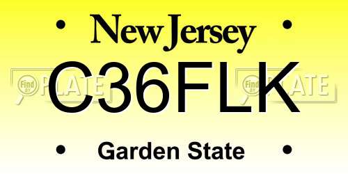 C36FLK New Jersey License Plate