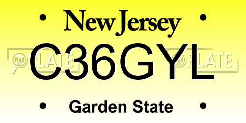 C36GYL New Jersey License Plate