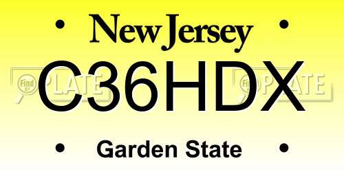 C36HDX New Jersey License Plate