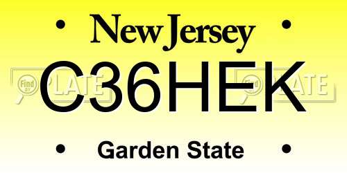 C36HEK New Jersey License Plate
