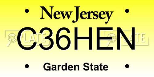 C36HEN New Jersey License Plate