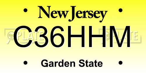 C36HHM New Jersey License Plate