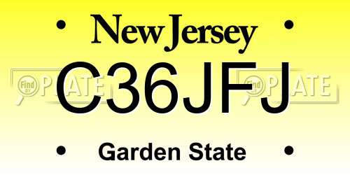 C36JFJ New Jersey License Plate