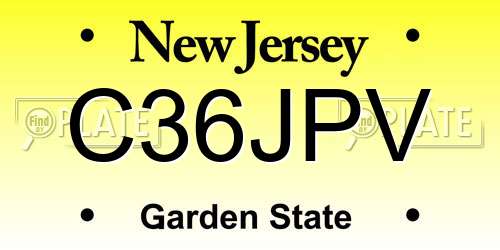 C36JPV New Jersey License Plate