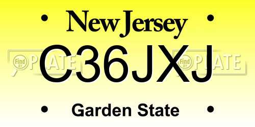 C36JXJ New Jersey License Plate