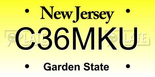 C36MKU New Jersey License Plate