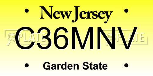 C36MNV New Jersey License Plate