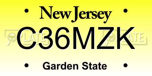 C36MZK New Jersey License Plate