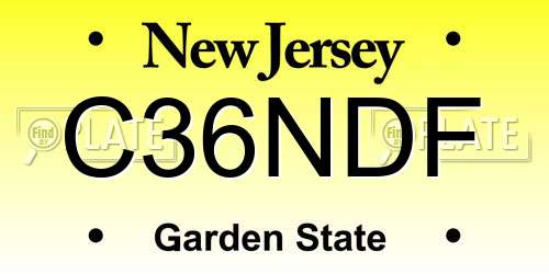 C36NDF New Jersey License Plate