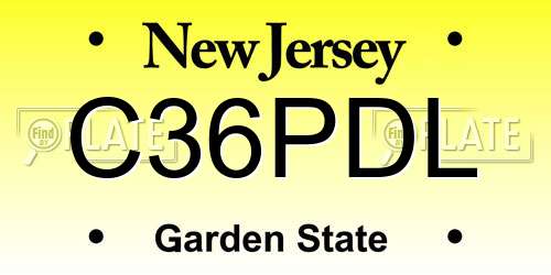 C36PDL New Jersey License Plate