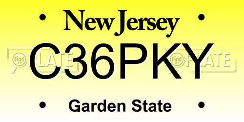 C36PKY New Jersey License Plate