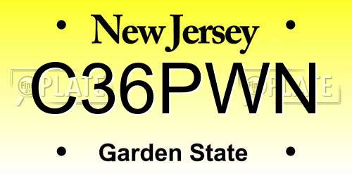 C36PWN New Jersey License Plate